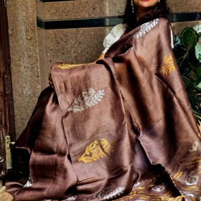Brown Tussar Jamdani