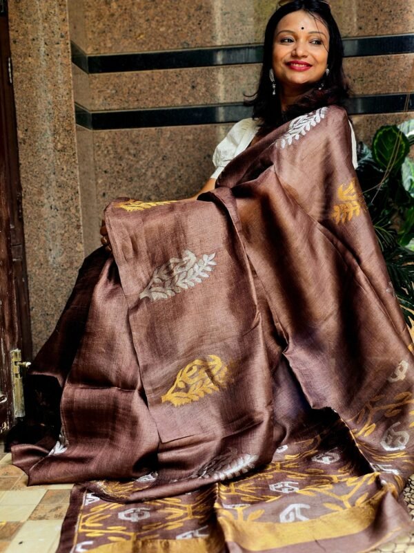 Brown Tussar Jamdani