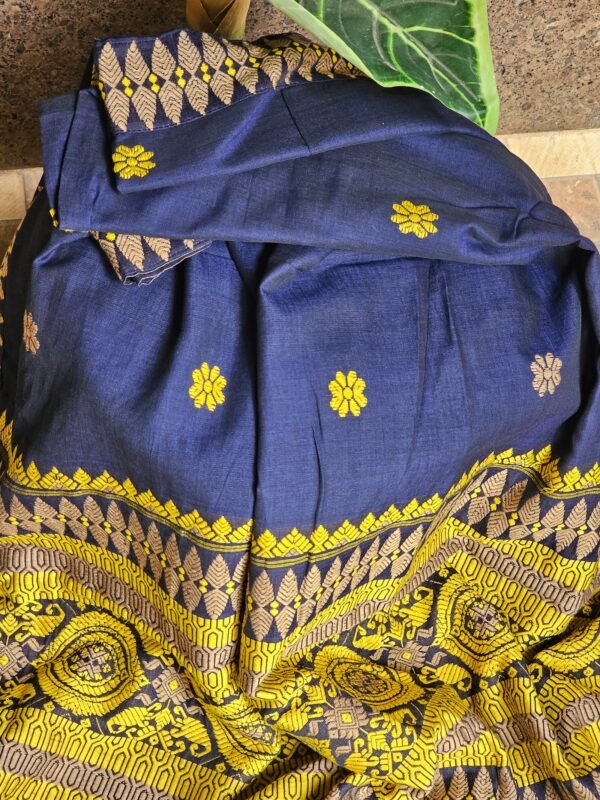 Olympian Blue Assam Saree - Image 3