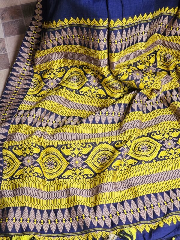Olympian Blue Assam Saree - Image 4