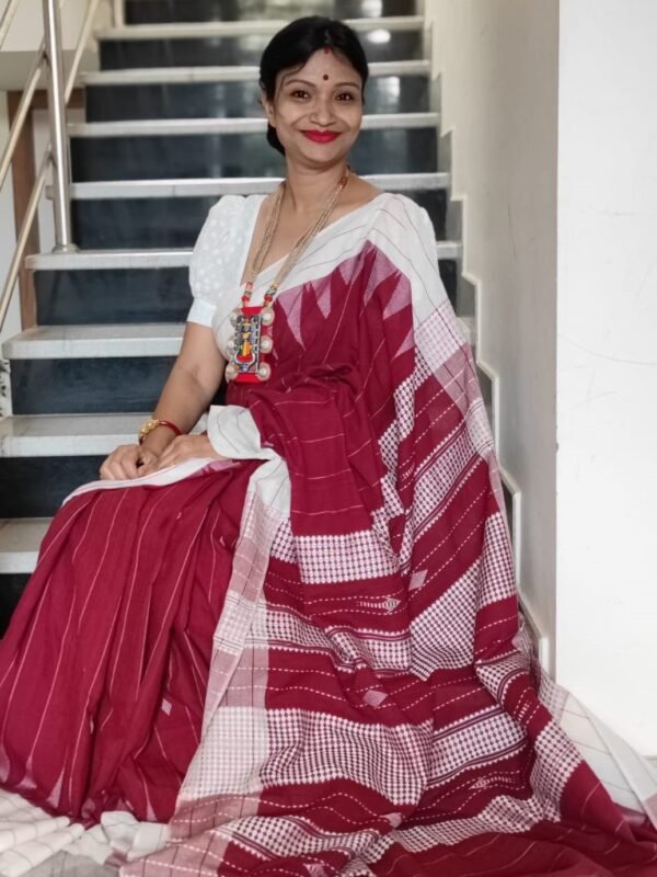 Red Kotpad Cotton Saree - Image 3