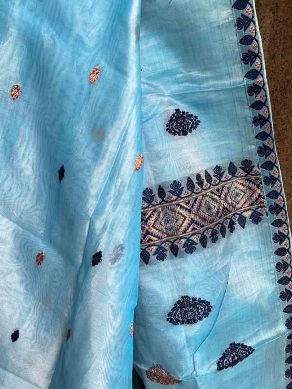 Blue Black Nooni Paat Saree - Image 3