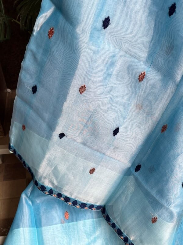 Blue Black Nooni Paat Saree - Image 4