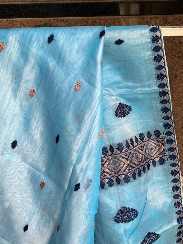 Blue Black Nooni Paat Saree - Image 2