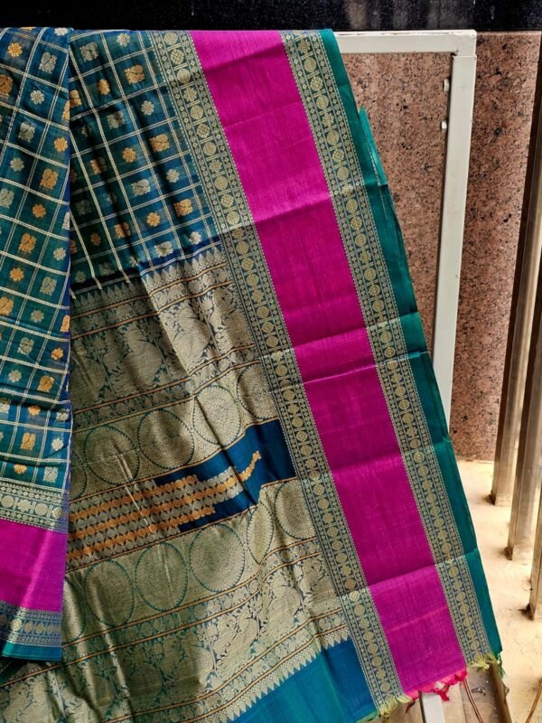 Green Hajar Buta Saree - Image 2