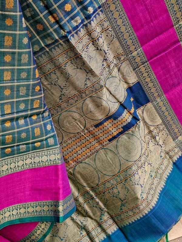 Green Hajar Buta Saree - Image 4