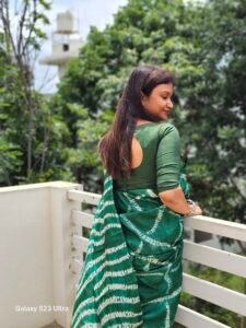 Green Needle Shibori Tussar - Image 5