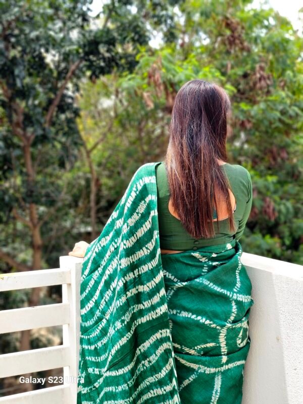 Green Needle Shibori Tussar - Image 3