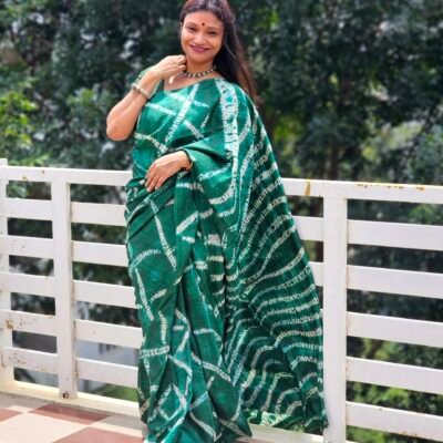Green Needle Shibori Tussar