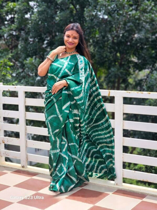 Green Needle Shibori Tussar