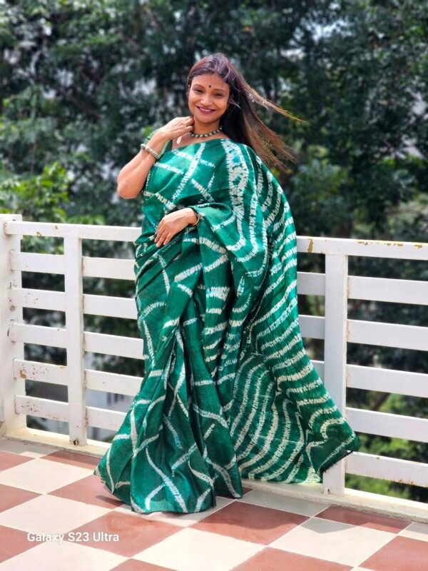 Green Needle Shibori Tussar - Image 6