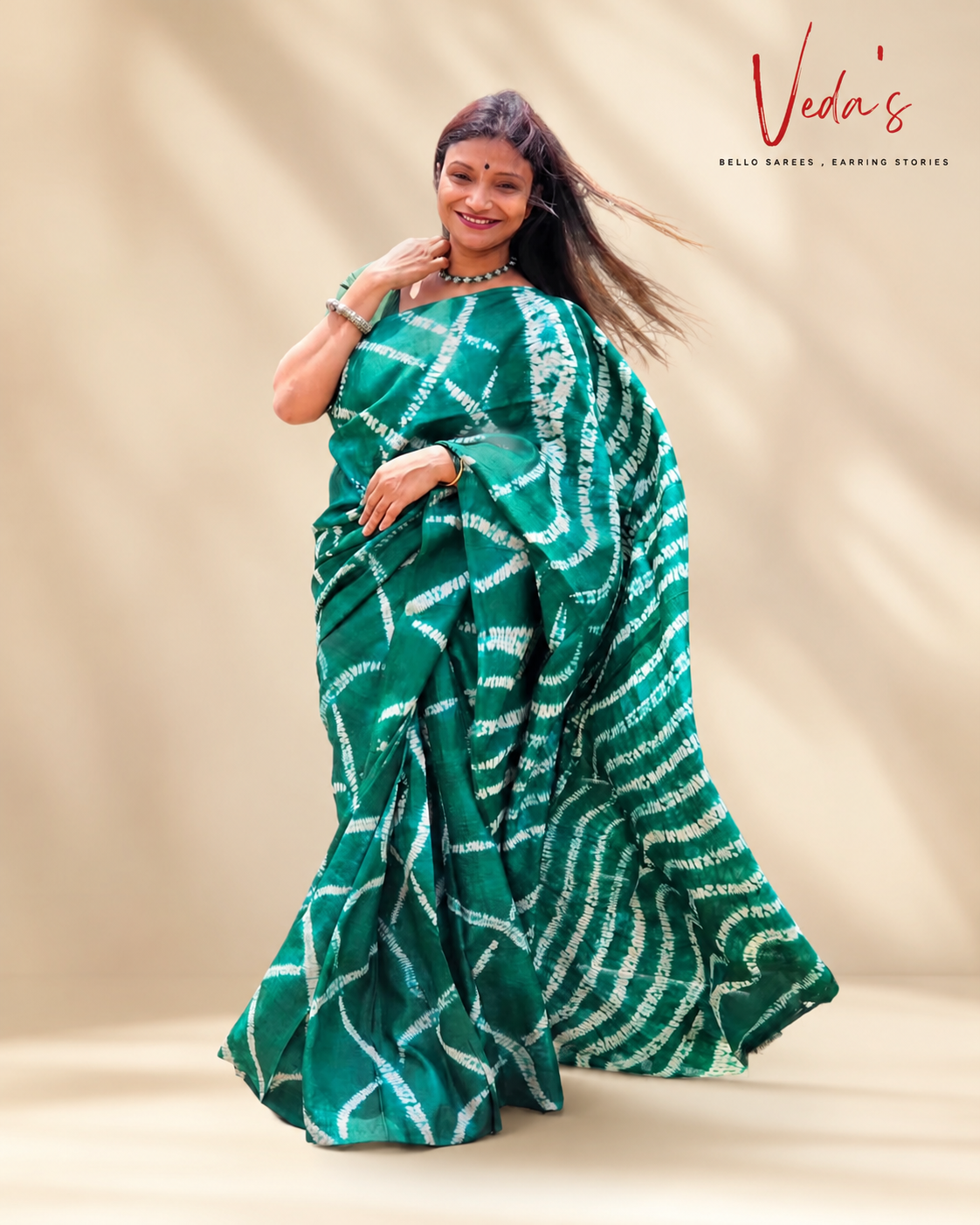 Green Needle Shibori Tussar