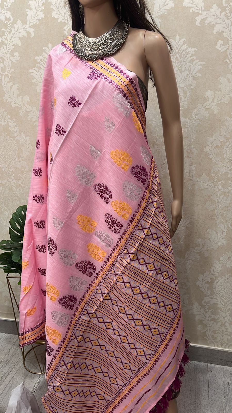 Pink Assamese Saree