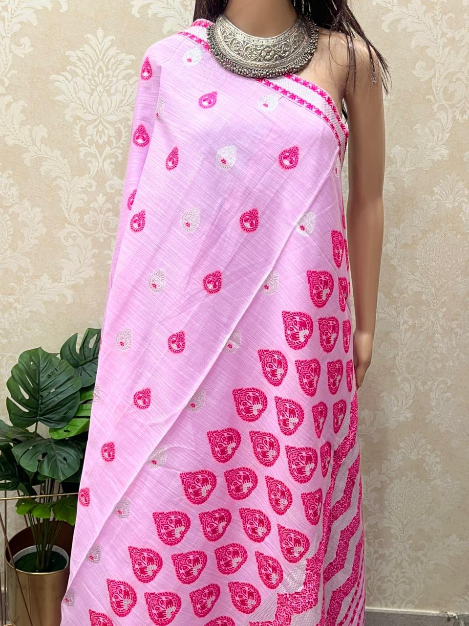 Pink Assamese Saree