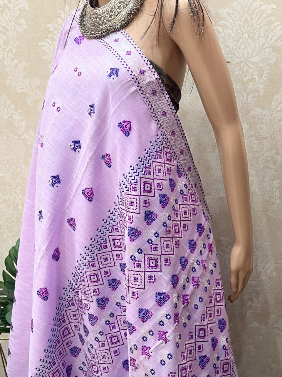 Violet Assamese Saree