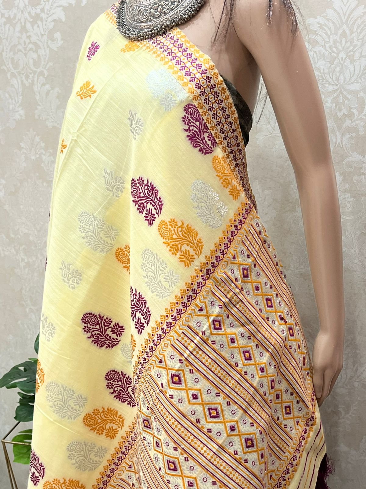 Yellow Assamese Saree