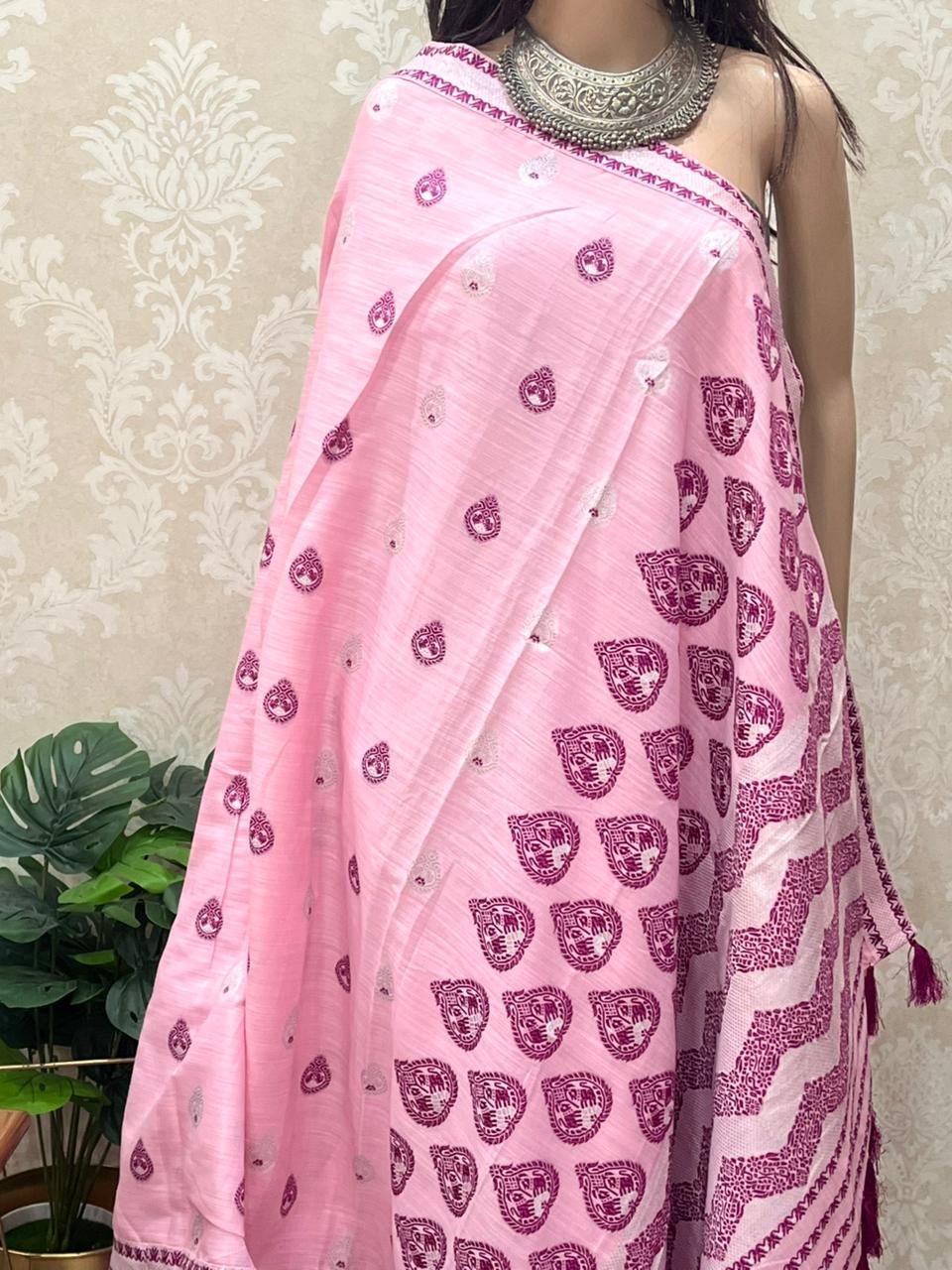 Soft Pink Assamese Saree