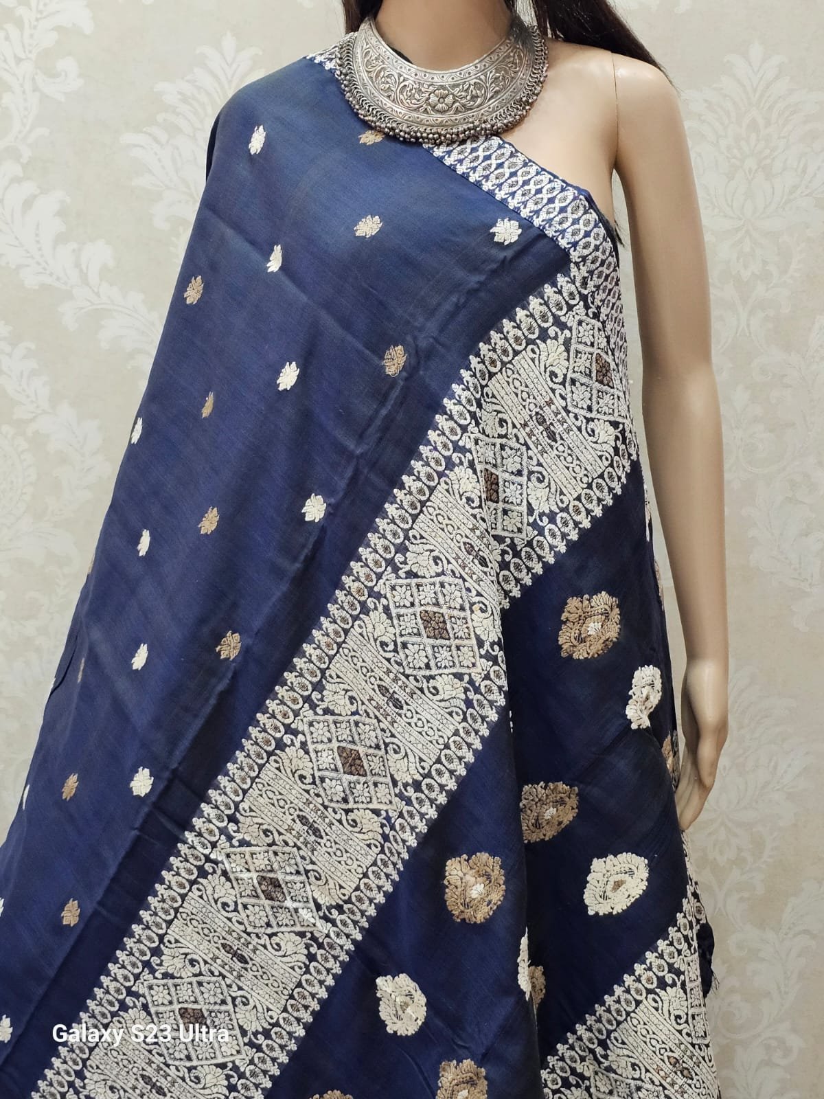 Blue Kesa Cotton  Ghicha Motifs