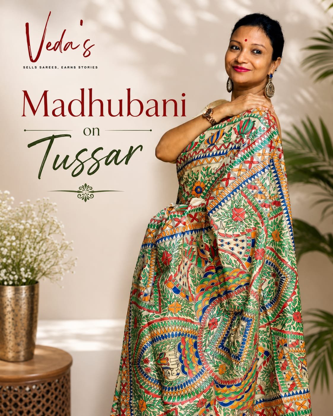 Madhubani Tussar - Multicolored