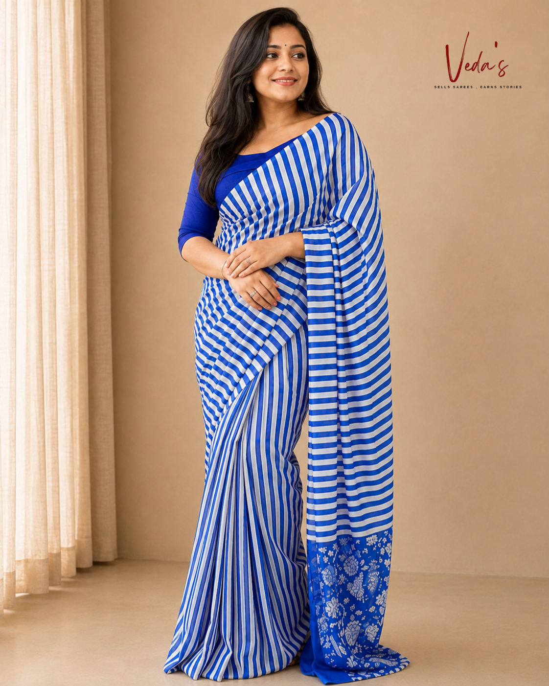 Blue Striped Silk