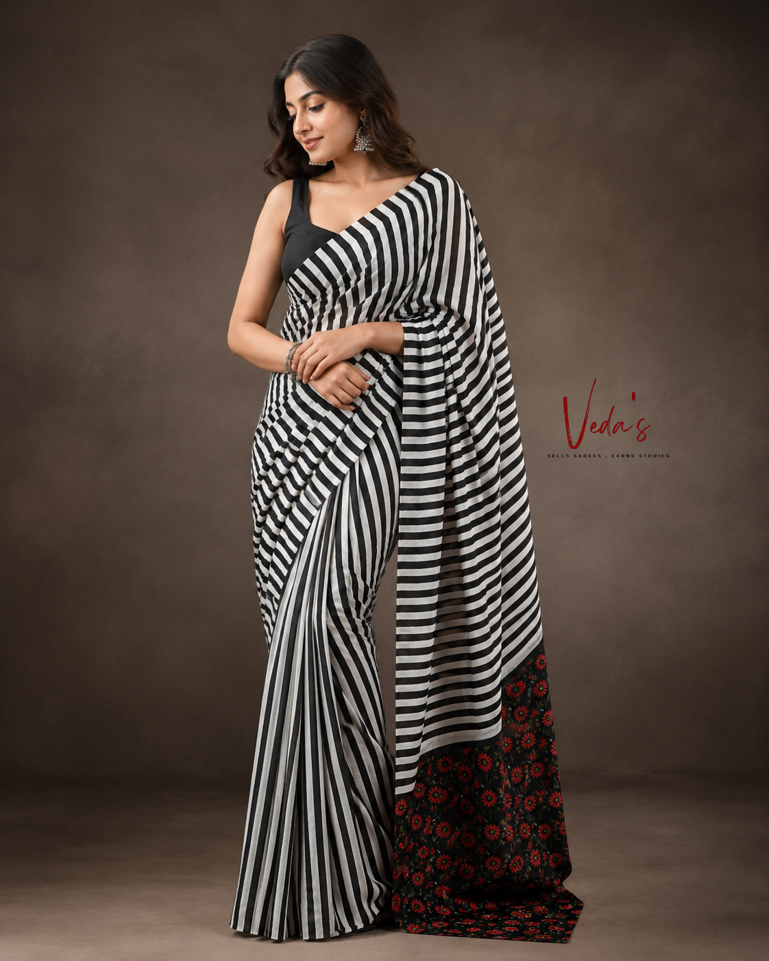 Black Striped Silk